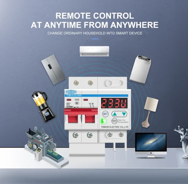 Smart DIN Rail WiFi Circuit Breaker Switch with LCD - Ewelink Remote Control