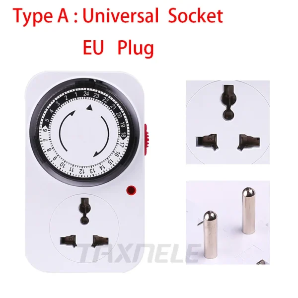 Smart Programmable Mini Timer Switch 230V 16A - EU/US Universal Socket