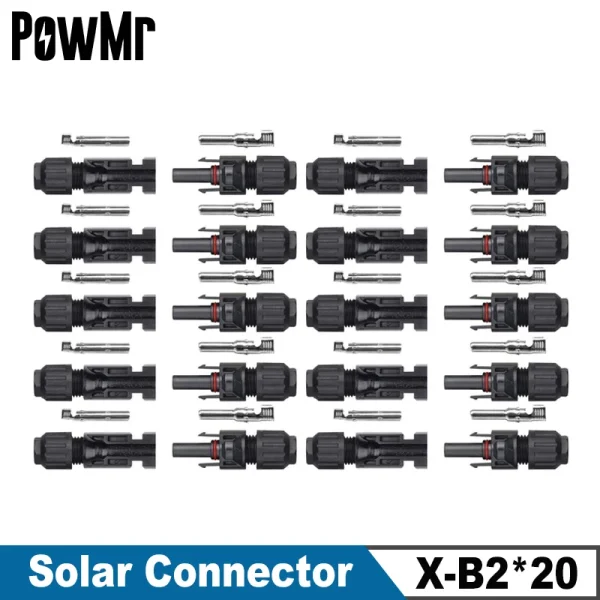 20 Pairs Solar Panel Connectors IP67 for 2.5-6.0mm2 Cable - Male & Female