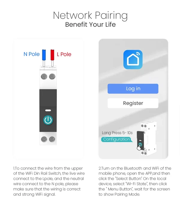 TUYA ZigBee 1P 63A Smart Circuit Breaker With Metering for Smart Home Control