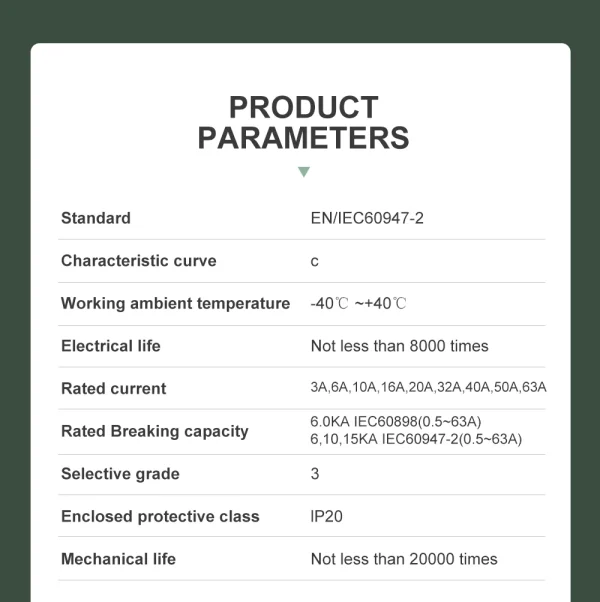 DC Mini Circuit Breaker 1P 2P 6KA 500V 3A-63A Y Connection - 6KA Safety
