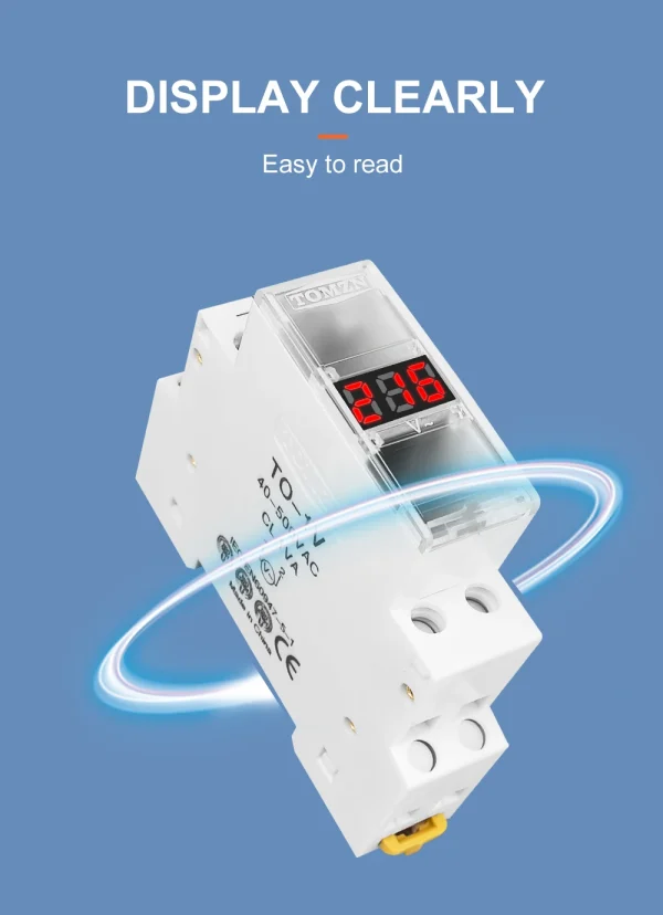 Din Rail Single Phase AC Voltage Meter 40-500V LED Indicator TOMZN