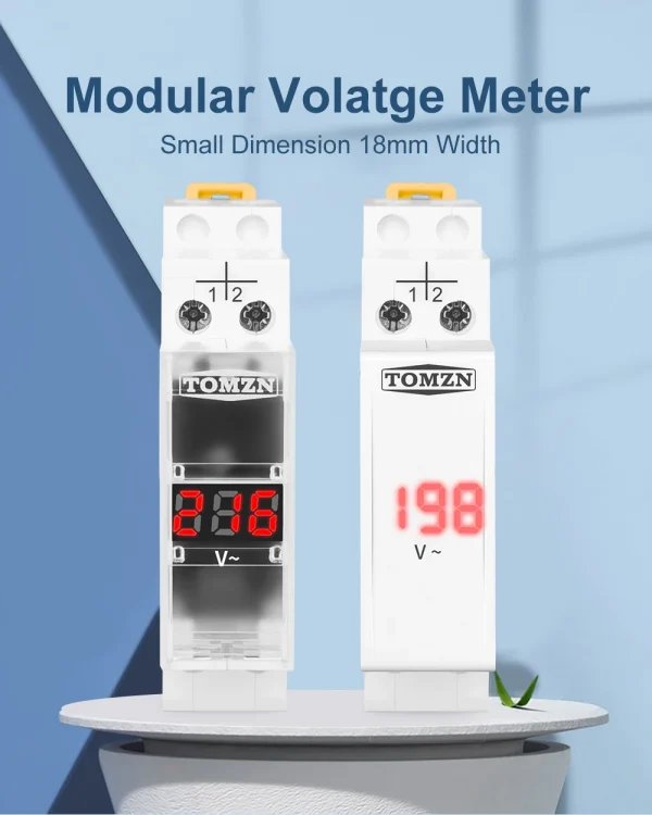 Din Rail Single Phase AC Voltage Meter 40-500V LED Indicator TOMZN