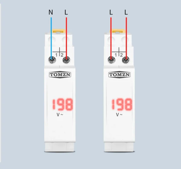 Din Rail Single Phase AC Voltage Meter 40-500V LED Indicator TOMZN