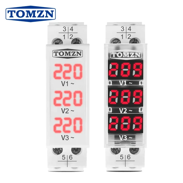 Din Rail 18mm LED Voltage Meter AC 40-500V Modular Digital Indicator