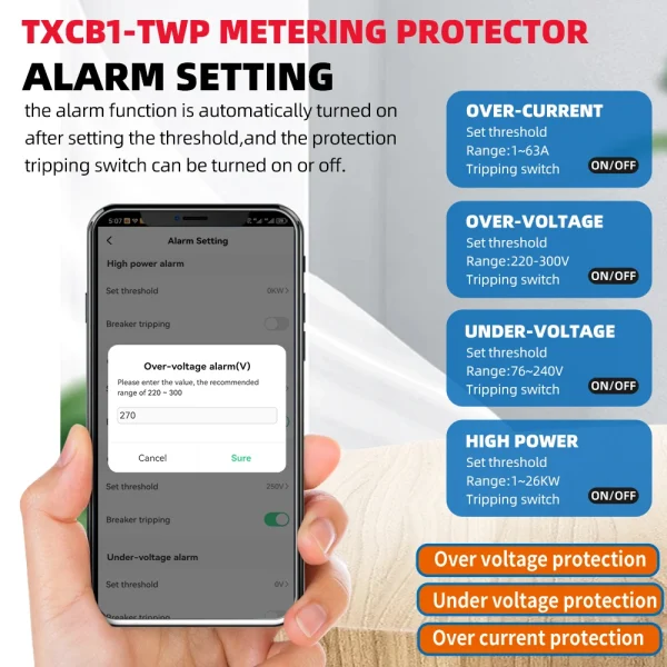 TUYA WiFi Smart Circuit Breaker 1P 63A - Energy Metering & Remote Control