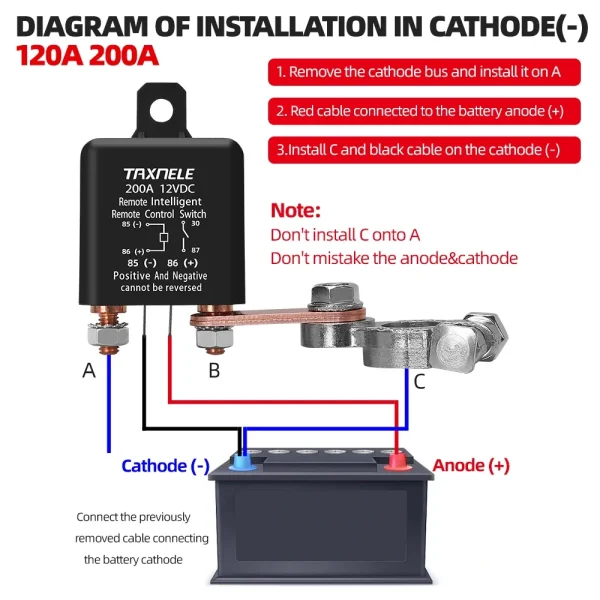 12V 120A/200A/500A Wireless Battery Isolator Switch - Car & Truck Relay Cut-Off