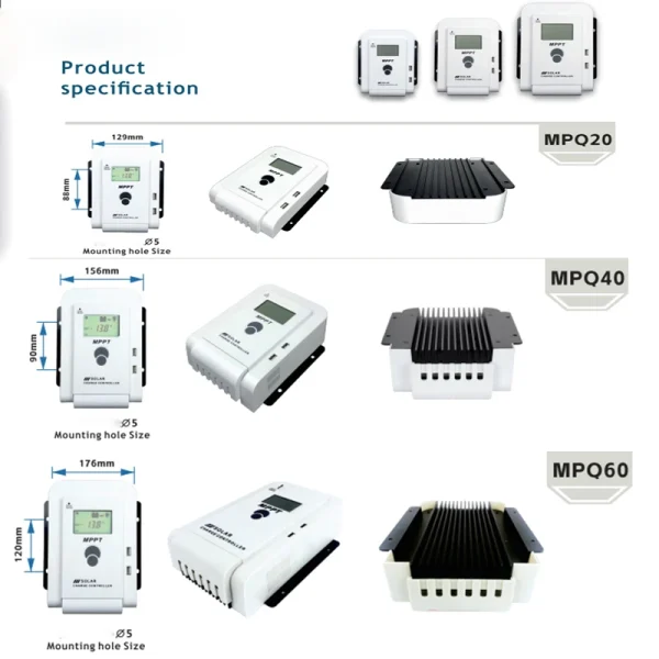 MPPT Solar Charger Controller 60A/40A/20A 12V/24V Auto Battery Support Lifepo4 Dual USB