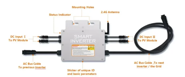 y&h 600w 700w smart grid tie inverter mppt micro solar inverter with wifi monitor dc18 50v input ac110v/220v auto output