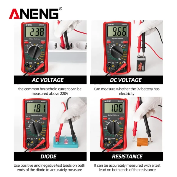 aneng dm850 digital multimeter 1999 counts automatic professionalauto ac/dc votage tester ohm current ammeter detector tool