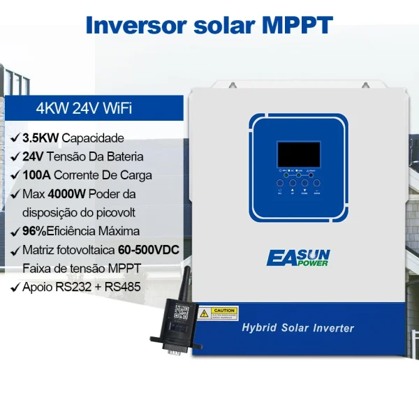 easun isolar hybrid inverter 24v 4200w pure sine wave 6.2kw ac charger mppt solar controller
