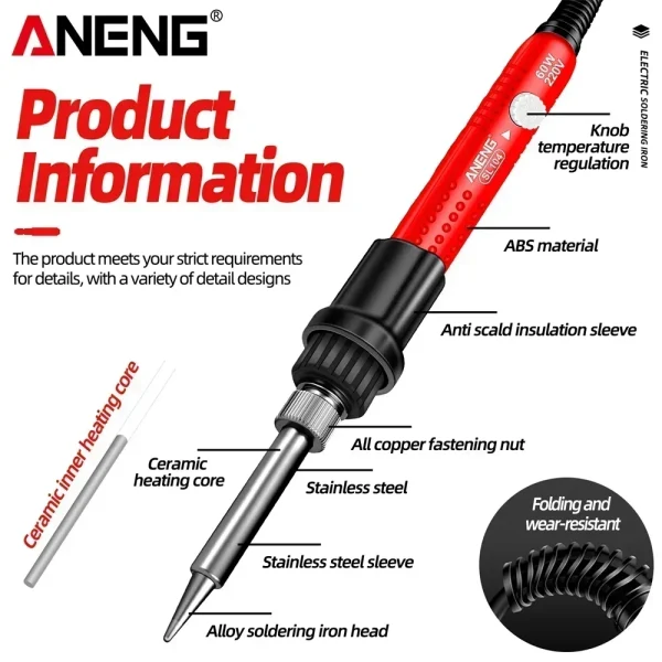 aneng sl104 electric soldering iron 13 kits set ceramic heater solder 60w tips quick tin equipment electric welding repair tools