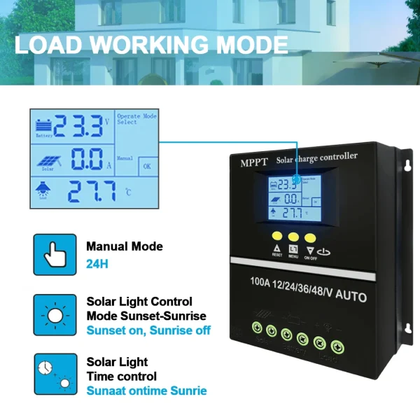 y&h solar charge controller 60a 80a 100a pwm for 12v 48v solar panels