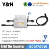 y&h 600w 700w smart grid tie inverter mppt micro solar inverter with wifi monitor dc18 50v input ac110v/220v auto output